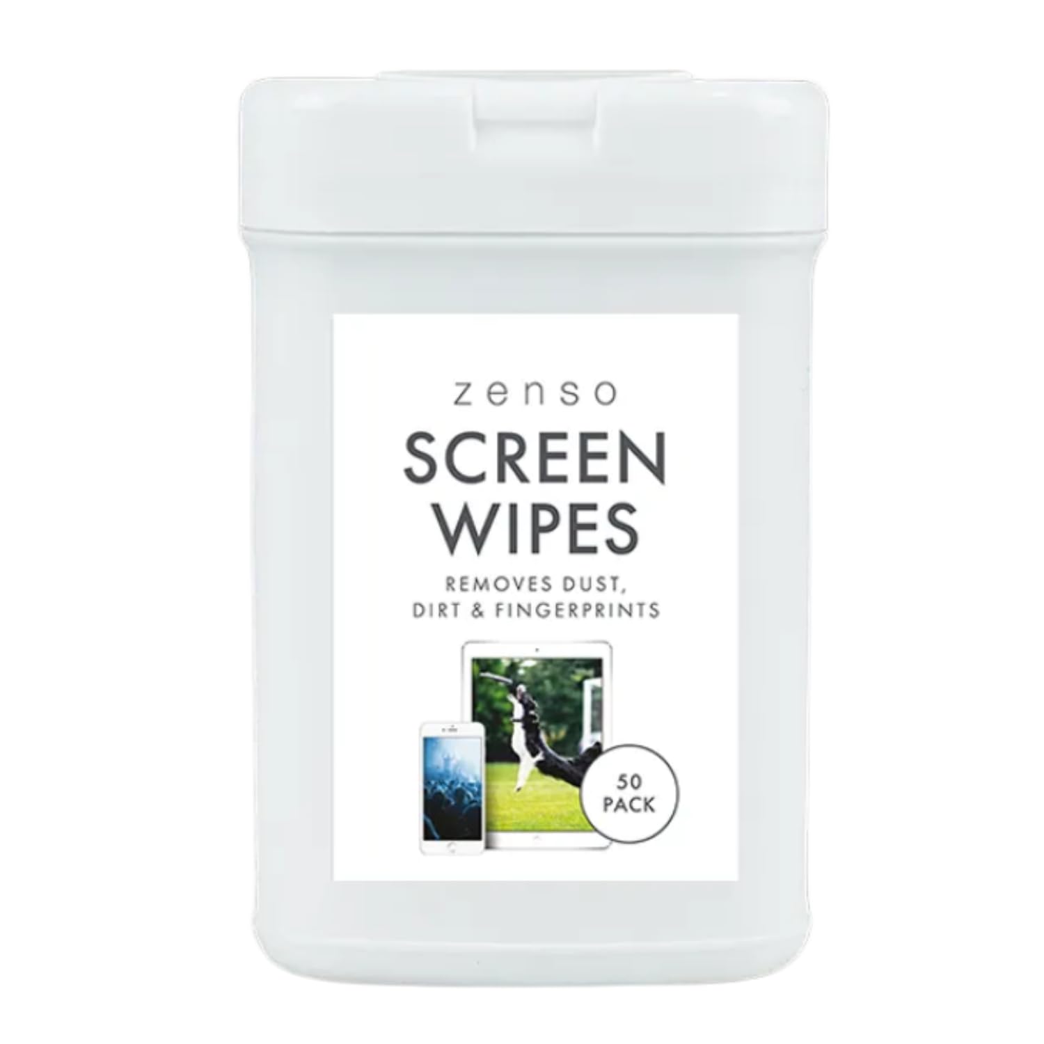 Screen Wipes 50 Pack, Pre-Moistened Lens Wipes for Glasses, Tablets, Phones, TVs, Laptops and Computer Screens, Resealable Plastic Tub, Spectacle Cleaner and Device Cleaning Wipes
