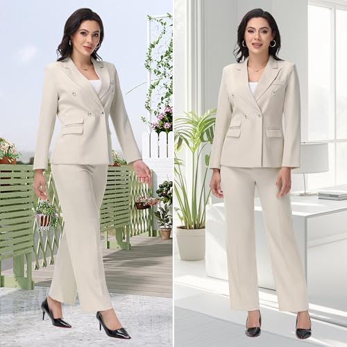Women's Suiting Pants Suits for Women Dressy Double-Breasted Blazer Business Casual Outfits 5