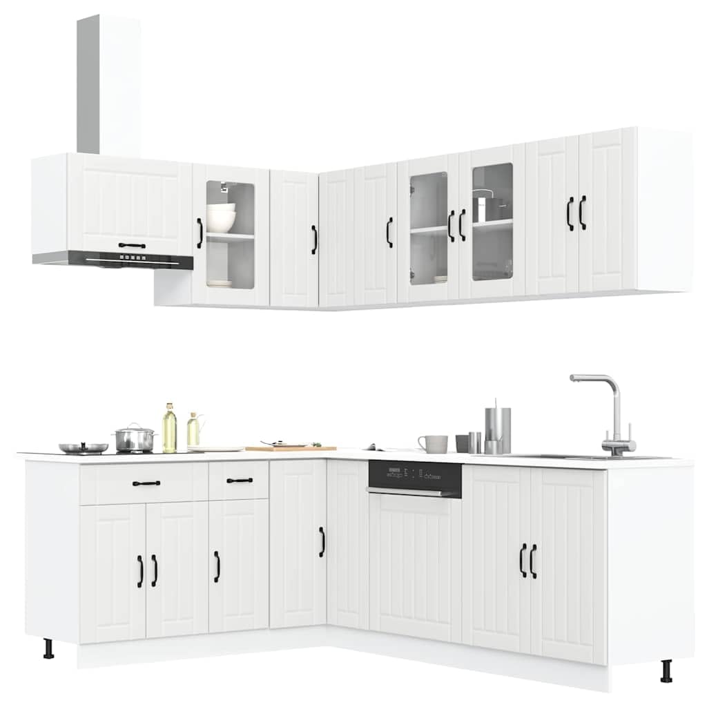 Set di mobili da cucina Lucca, in legno bianco, molto spazio, piedini regolabili, facile da pulire, design moderno per cucina, sala da pranzo