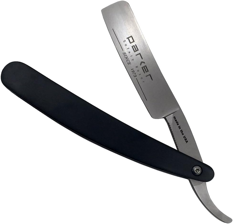 Parker's American Made Premium Straight Razor for Men - 6/8 quarter-hollow ground - Entirely Hand Made in the USA from Start to Finish - Pre-sharpened, Stropped and Shave Ready (Black)