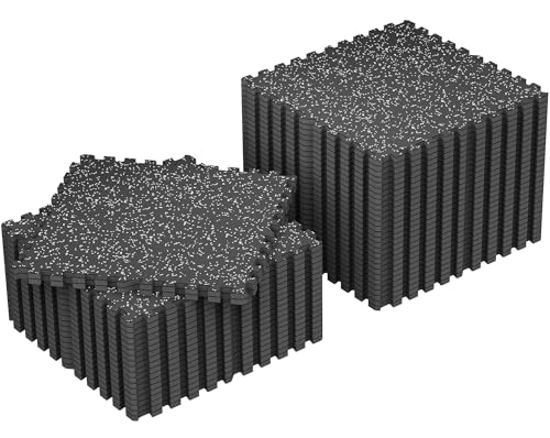 Image of SUPERJARE 0.79'' Extra-Thick Exercise Equipment Mats, 48 Pcs 192 Sq Ft Rubber Top Floor Tiles with High Density EVA Foam, Interlocking Gym Flooring for Home Gym, Workout Mat, Black /Grey