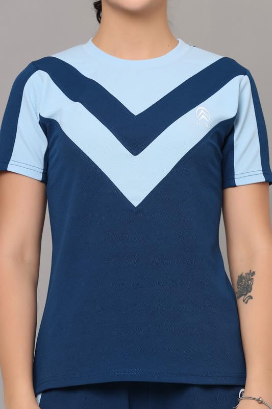 Image of Women's Cotton Blend Athletic Tracksuit - Round Neck Pullover Top & Bottom Set for Women and Girls | Sportswear & Loungewear Co-ord Set