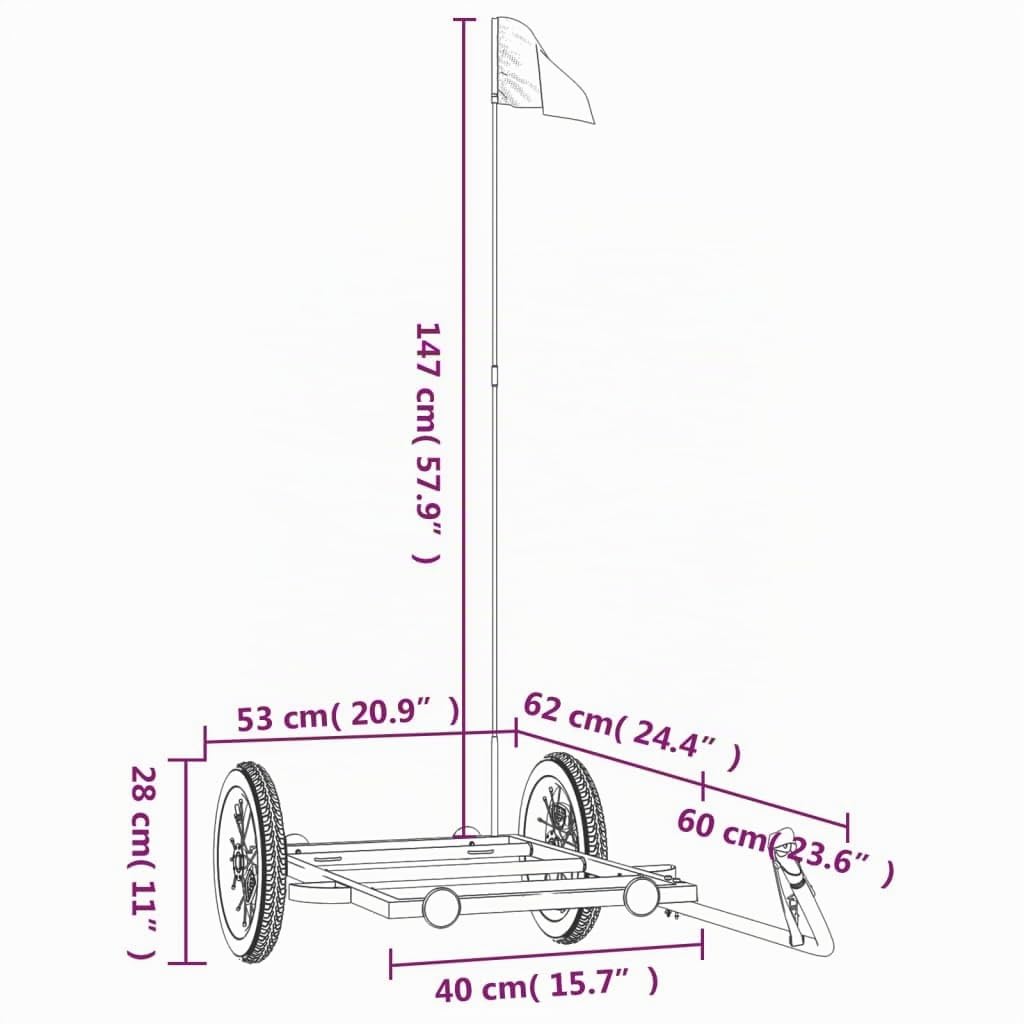 vidaXL Remolque para Bicicletas, Remolque con Compartimento de Carga, Carrito para Bici, Remolque para Maletas Plantas, Hierro Negro
