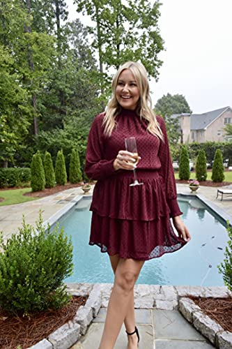 Mud Pie Vestido feminino de manga comprida, Borgonha, G