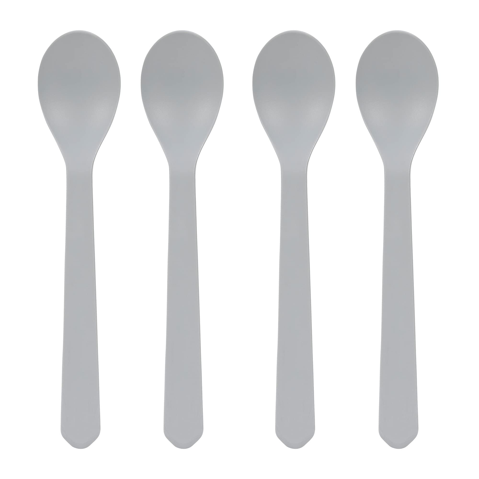 LÄSSIG Children's Cutlery Set 4-Piece Spoon Set Without Melamine BPA-Free Biocomposite/Spoon Set Geo Grey/Blue