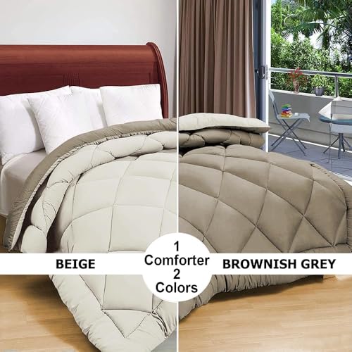 Image of Amazon Brand - Umi AC Comforter Double Bed | AC Blanket Double Bed | 220 GSM Ultra Soft Microfiber Reversible Lightweight All-Weather Bed Comforter /Duvet /Quilt (90 inchX86 inch Inche, Brown & Beige)