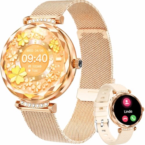 Image of Smart Watch for Women,1.19 inch AMOLED HD Touchscreen Fitness Tracker, Make /Answer Calls, Heart Rate SpO2 Monitor, IP68 Waterproof, Sleep & Activity Tracking Smartwatch for Android iPhone Rosegold