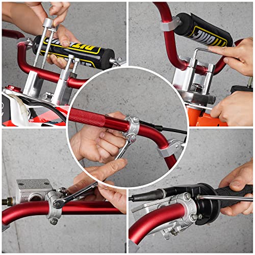 Manubrios para bicicleta de tierra Universal 7/8" 22mm con barra transversal y almohadilla de espuma - Rojo miniatura 5