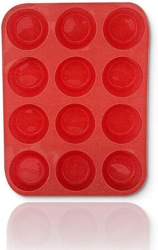 Forma de Silicone para Cupcake, 12 Cavidades (VERMELHO)