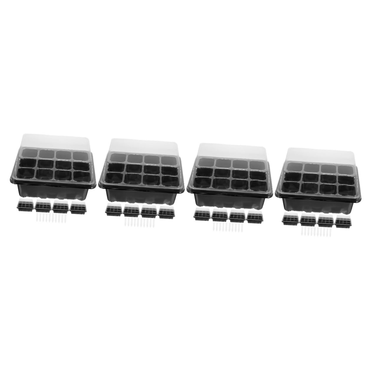 BESPORTBLE 4sets Vassoio Germinazione Per Piante Kit Starter Per Semina Con Etichette Per Giardinaggio Casa e Serra Vassoi Neri Etichette