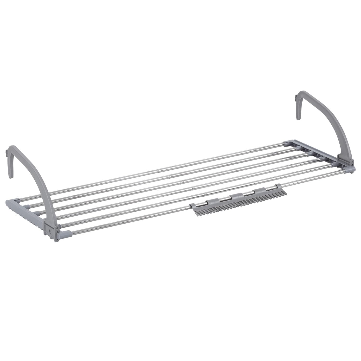 Taylor & Brown Grey 5 Bar Radiator Clothes Airer Rack With Sock Clips, Foldable Clothes Airer With Adjustable Arms, Laundry Dryers Clothes, Hanging Drying Rack Airer (6M)