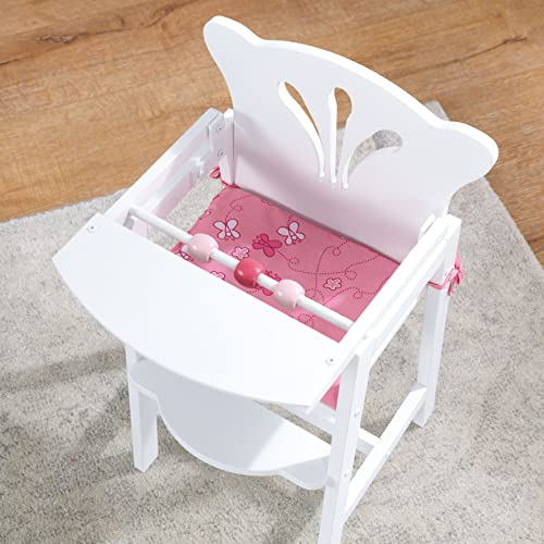 KidKraft Lil' Doll Wooden High Chair, Furniture for 18-Inch Dolls, with Fabric Seat Pad