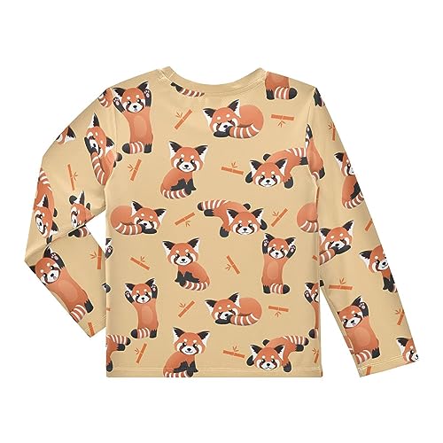 Image of CaTaKu Cute Red Panda 5T Boys Rash Guard Swim Shirts Long Sleeve UPF 50+ Sun Shirts Swimwear for Boys Girls