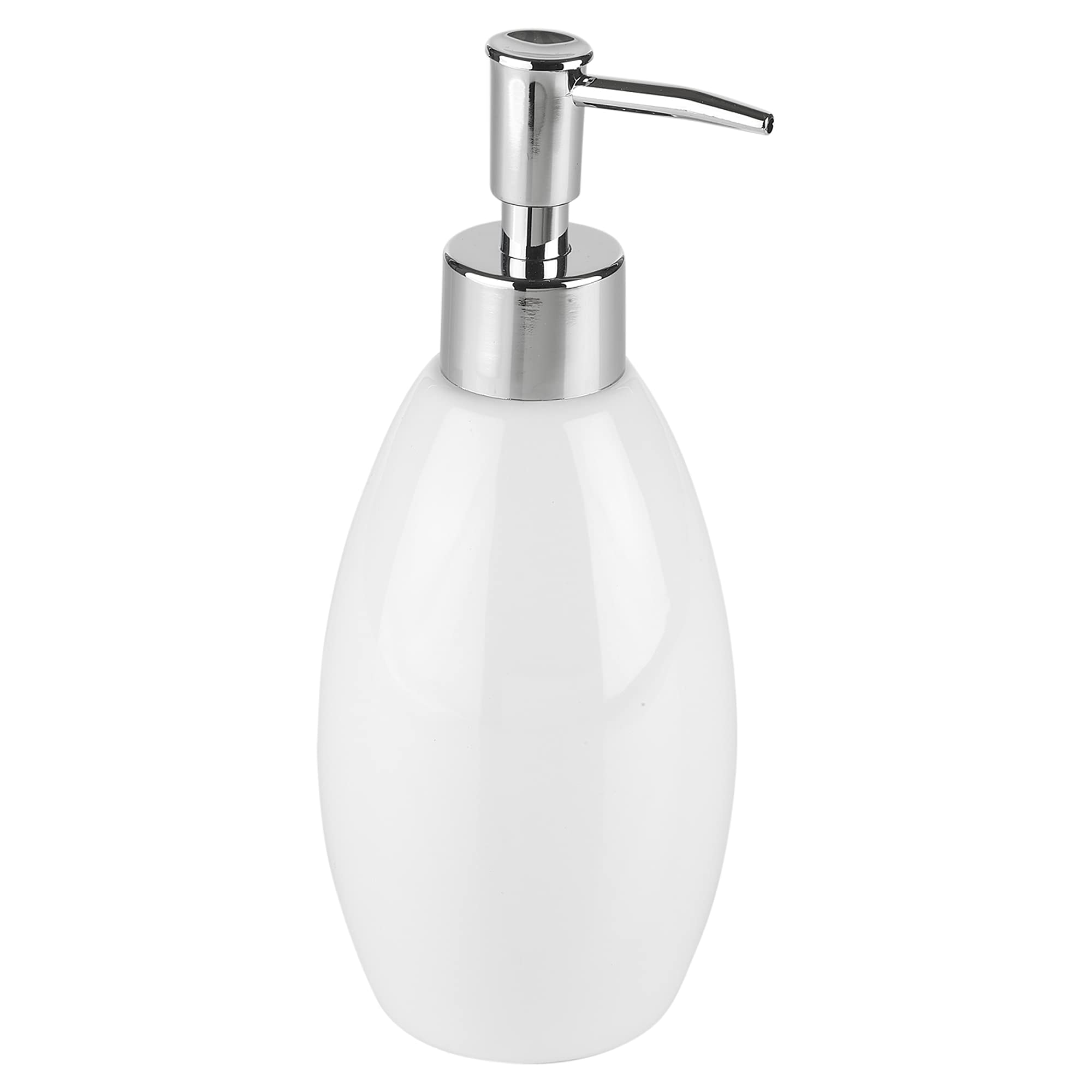 Urbnliving White 3Pcs Ceramic Shiny Colour Matching Bathroom Dispenser Tumbler Toilet Brush Set (, Soap Dispenser)