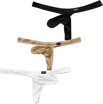 Faringoto Mens Sexy Ice Silk Thong Breathable Low Waist Elephant Nose Separated Underwear