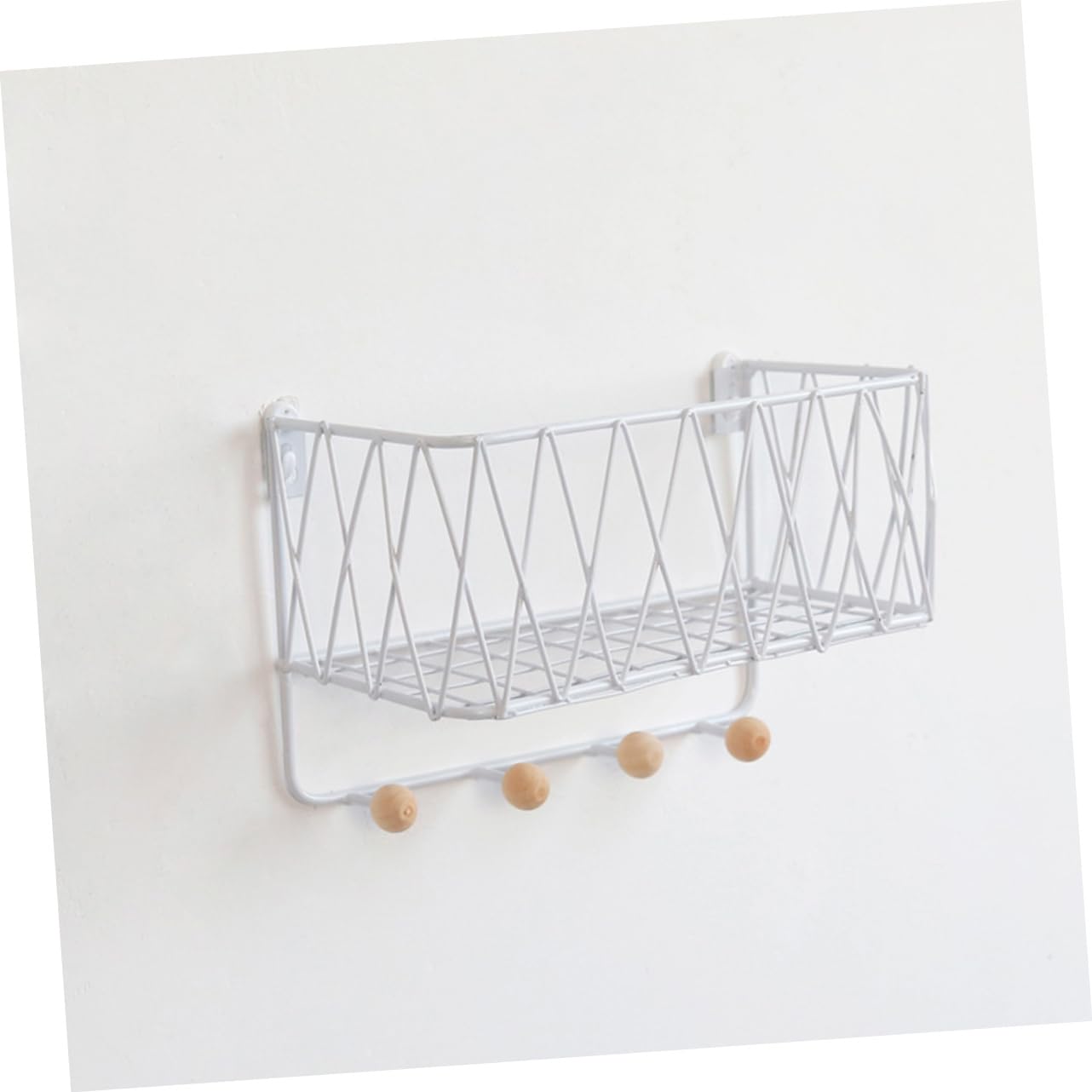 Estante de Almacenamiento Montado Pared Blanco de Madera E Hierro