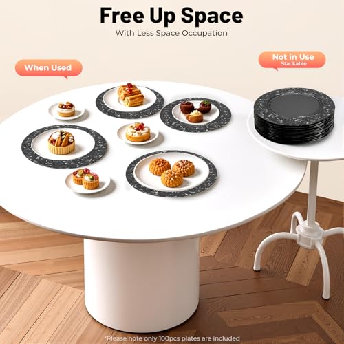 100 Platos de Carga Redondos Reutilizables Negro miniatura 4