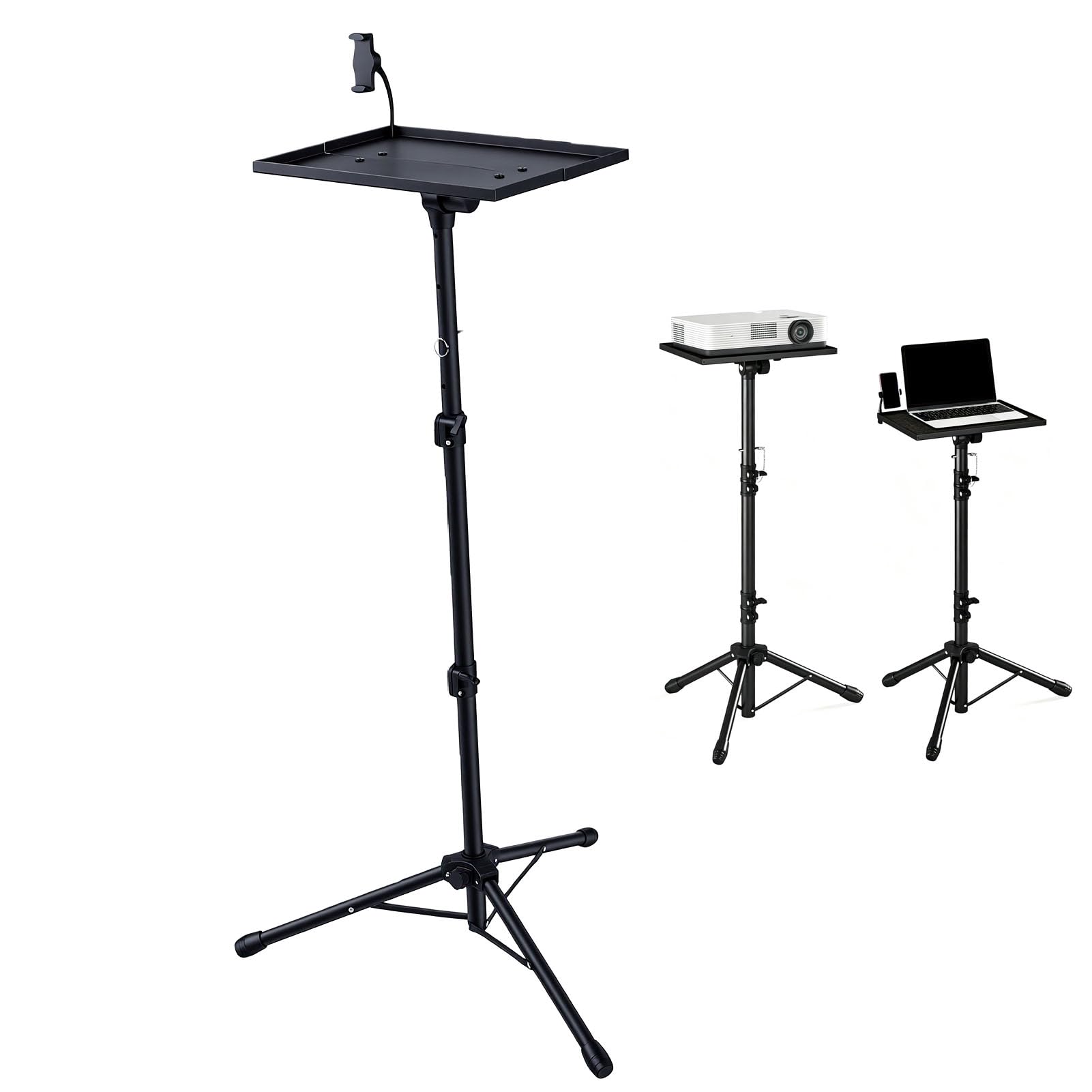 Aramox Supporto per Proiettore Altezza Regolabile 22 Libbre Chiusura di | Metallo e ABS, Cinghie Elastiche, compatibilità con Fotocamera Portatile per Uso DJ in Ufficio a Casa, Inclinazione di 180