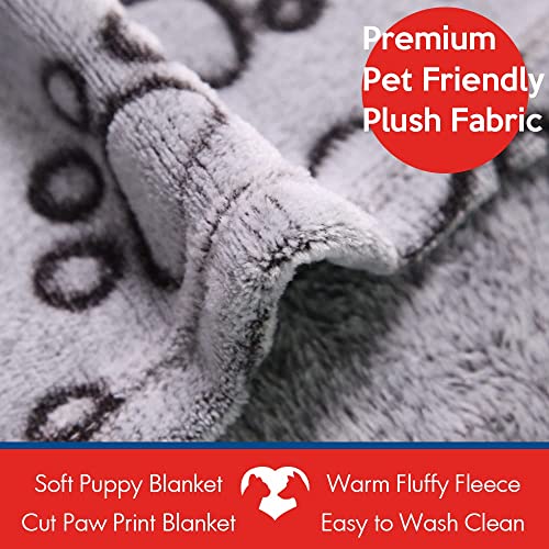 Stuffed Premium Soft Dog Blanket, with Flannel Grey Cute Paw Prin - Image 4