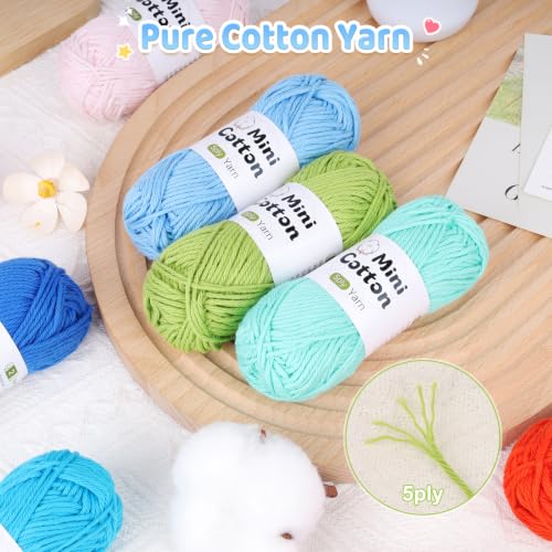 Image of Katech Mini 1OO% Cotton Yarn for Crocheting 20*25g /60yd-Twisted Sport Yarn