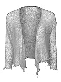 Bolero Strickjacken Binden Sie neue Damen Crochet mit Damen Cropped Bolero Cardigan Top Größen Gr. One size, grau