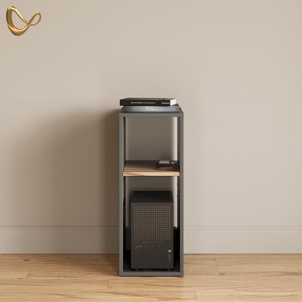 Livinity Mobile per PC Lorena, Antracite/Rovere dorato, 28.5 x 72 cm con 2 scomparti