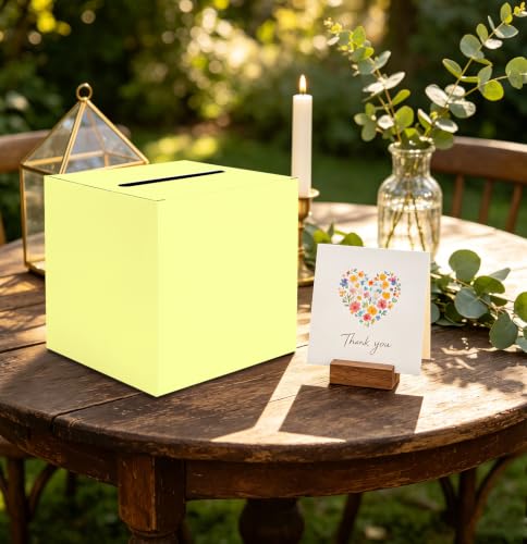 Image of SietDESEO Yellow Card Box with Slot Money Gift Card Box Holder for Party Wedding Reception Birthday Graduation Bridal Shower Baby Shower Diaper Raffle Box