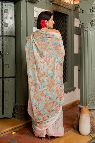 Image of MIRCHI FASHION Women Saree Chiffon Floral Printed | Breathable Festive Occasion Sari for Social Visits with Matching Blouse Piece