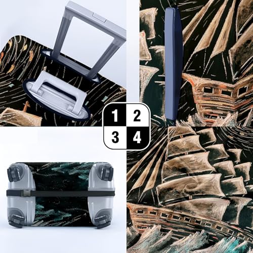 Travel Luggage Cover Suitcase Protector Scratch-Resistant Fit Not Included Suitcase Blue And White Abstract Painting M-22-24in4