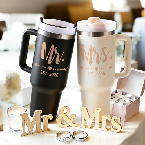 Qtencas Wedding Gifts for Couples 2026, Mr and Mrs Gift Tumblers Set - Image 2