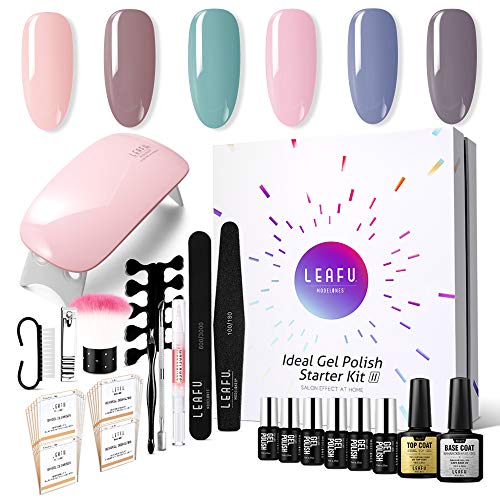 Modelones Gel Nail Polish Starter Kit, with 6W LED Lamp Base Top Coat, 6 Gels in Tiny Bottles, Portable Nail...
