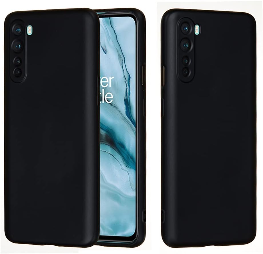 DAYJOY Liquid Silicone Gel Rubber Shell Case Compatible with OnePlus Nord,Microfiber Cloth Lining Cushion Anti-Fingerprints Cover Case(Black)