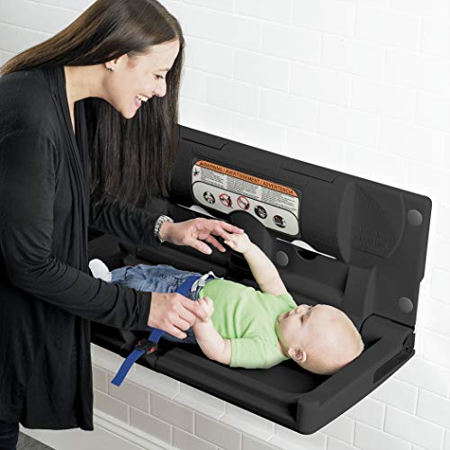Foundations 100-Eh-02 Classic Horizontal Baby Changing Station, Wall-Mounted Surface-Mount, Safety Straps And Liner Dispenser, Ada And Ansi Compliant (Black) #TOP4