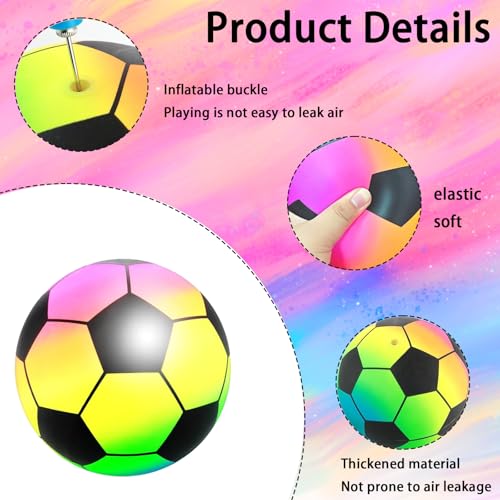 PcvGef Bälle Für Kinder, 3 Stück Regenbogen Fußball Set, Gummiball, Fussball Kinder, 23cm, Ideal Für Strandparty, Familien Outdoor Spiele