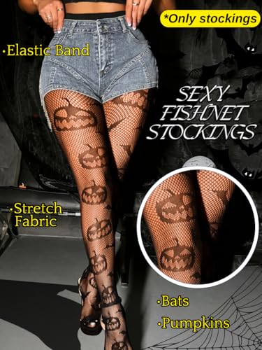 Halloween Fishnet Tights,Goth Patterned Sheer Mesh Leggings,Sexy Stockings For Women Cosplay Punk Rock2