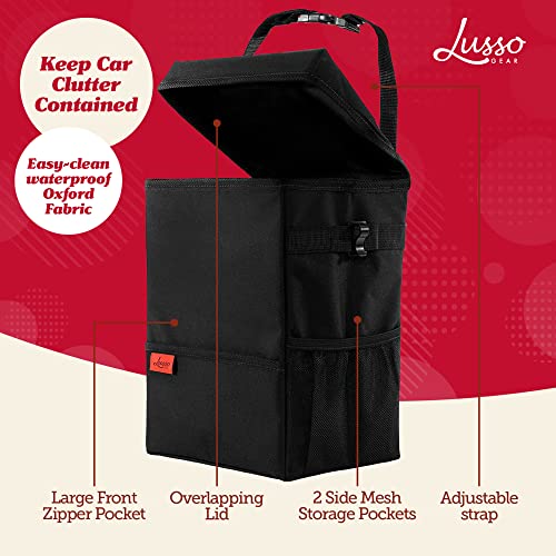 Image of Lusso Gear Car Trash Can, 3.5 Gallon Capacity, Black Color, Manual-Lift Opening Mechanism