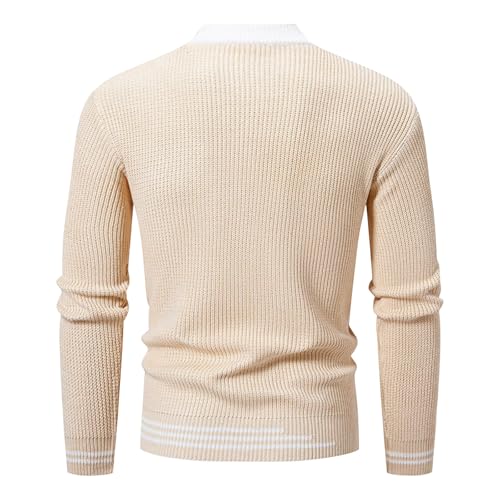 Men Mock Turtleneck Knit Sweaters Lightweight Long Sleeve Pullover Sweater Casual Dress Color Block Sweaters4