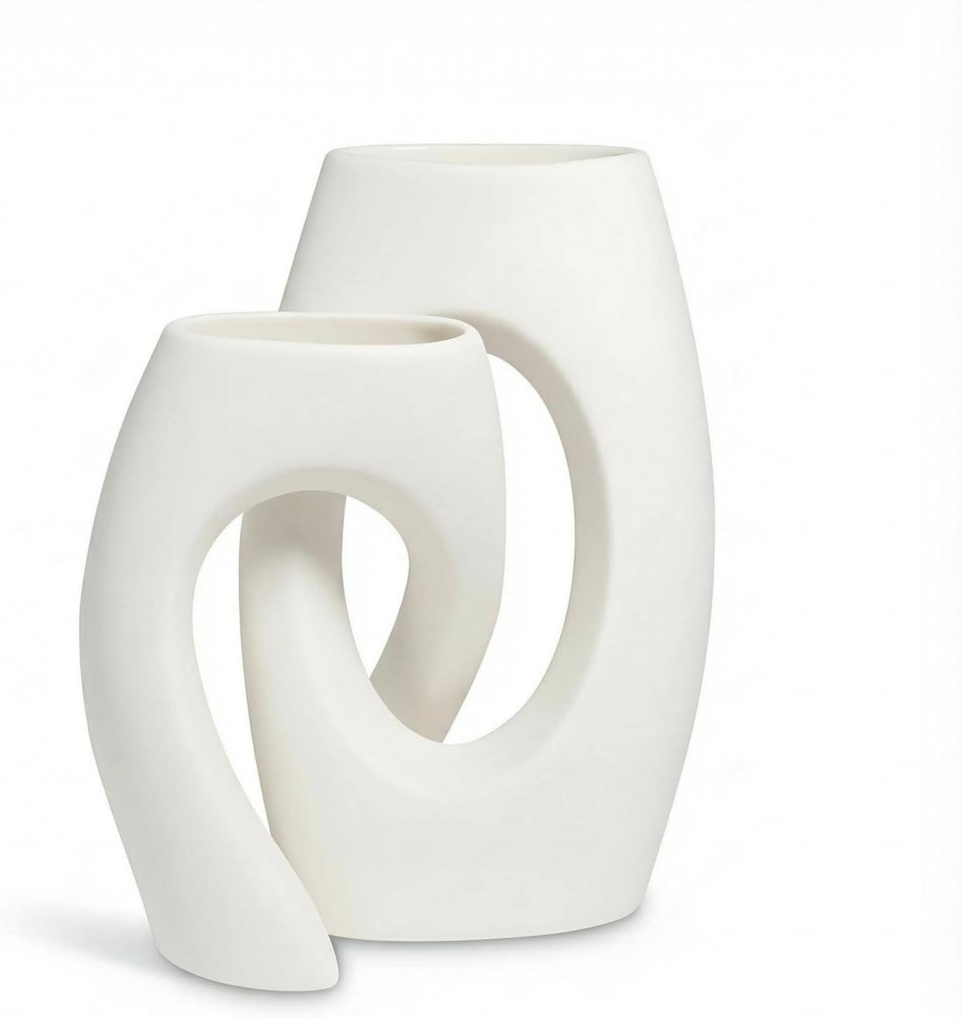 Ceramic Vase Set of 2, Minimalist Neutral Clay Vases for Modern Home Decor, Aesthetic Decorative Centerpieces for Living Room, Bedroom, or Entryway