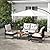 Outsunny 4 Piece Patio Furniture Set with 2 Chairs, Loveseat Sofa, Acacia Wood Top Table & Armrests, Rattan Motifs, Tufted Cushions, Outdoor Conversation Set for Backyard, Lawn and Pool, White