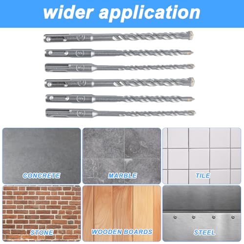 6-Piece SDS Plus Hammer Drill Bit Set, 10mm/8mm/6mm x 160mm Masonry Bits for Brick, Concrete & Stone Drilling with Alloy Tips 7 6-Piece SDS Plus Hammer Drill Bit Set, 10mm/8mm/6mm x 160mm Masonry Bits for Brick, Concrete & Stone Drilling with Alloy Tips - Image 7