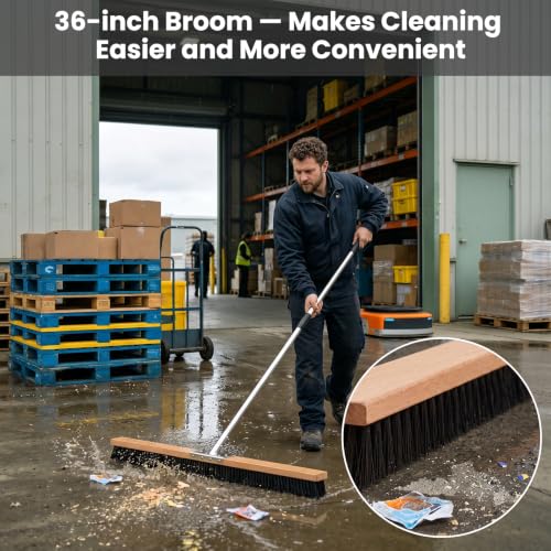 36-Inch Push Broom with 60-Inch Handle by HVDI - Used condition - Image 5