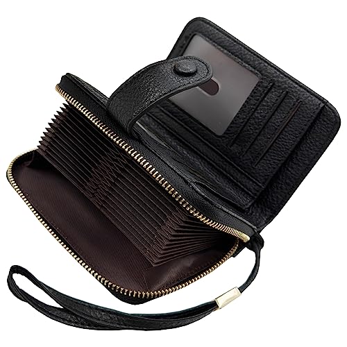 Yuhan Pretty Rfid Blocking Credit Card Holder Wallets For Women Large Capacity Wristlet Bifold Leather Card Case Organizer(Vintage Black) #TOP30