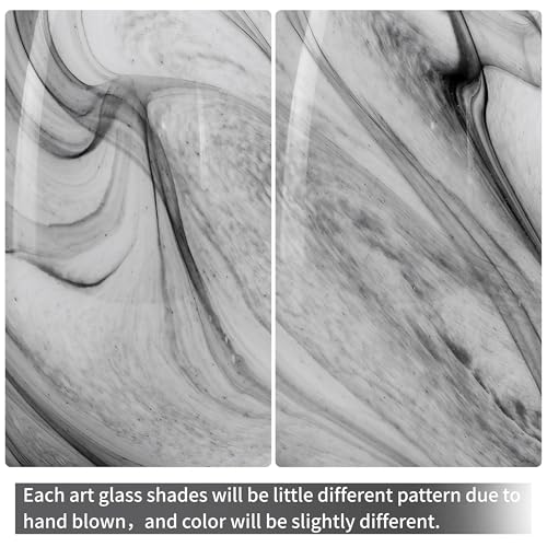Image of GO&SO Glass Pendant Light Shades 3Pcs,7.8 inch H x 4 inch D,Grey Gradient,Oval | 1.57 inch Fitter E26 Base,Hand-Blown Art Fixtures,Chandelier Shades for Kitchen Island,Hanging Light Shades