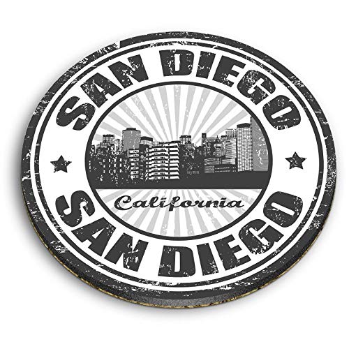 1 x Round MDF Magnet - San Diego California USA 40010
