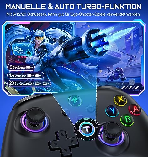 HELLCOOL Mando Pro para Nintendo Switch/Lite/OLED,Mando Inalámbrico con Luz RGB, Función Programable/Turbo/Despertar, Control Preciso, Vibración Doble Motor - Switch Controller con PC/Android/iOS - imagen 5