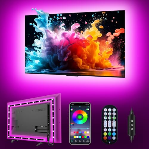 LED Lights for TV Led Backlight, 16.4ft LED TV Backlights for 45-75 inch USB TV Behind Lighting Color Changing RGB TV Led Light Strip with Remote Music Sync Bluetooth APP Control for Bedroom Gaming