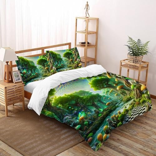 Housse de couette microfibre King aux finitions soignées imprimé plantes 3D - 2