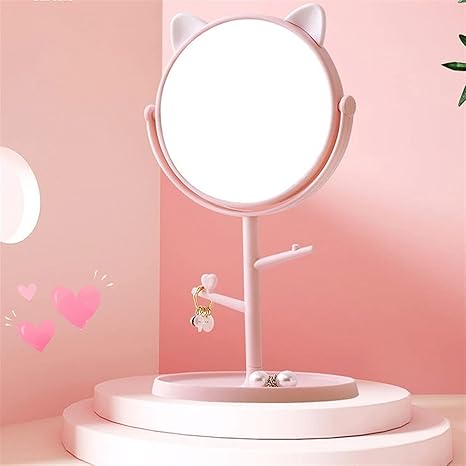 Amazon 化粧鏡 女の子の心かわいい家の装飾メイクミラーのデスクトップ王女ミラーガール寮の学生ドレッシングミラーが付いている鏡 Color Standard Pink ミラー 鏡 オンライン通販