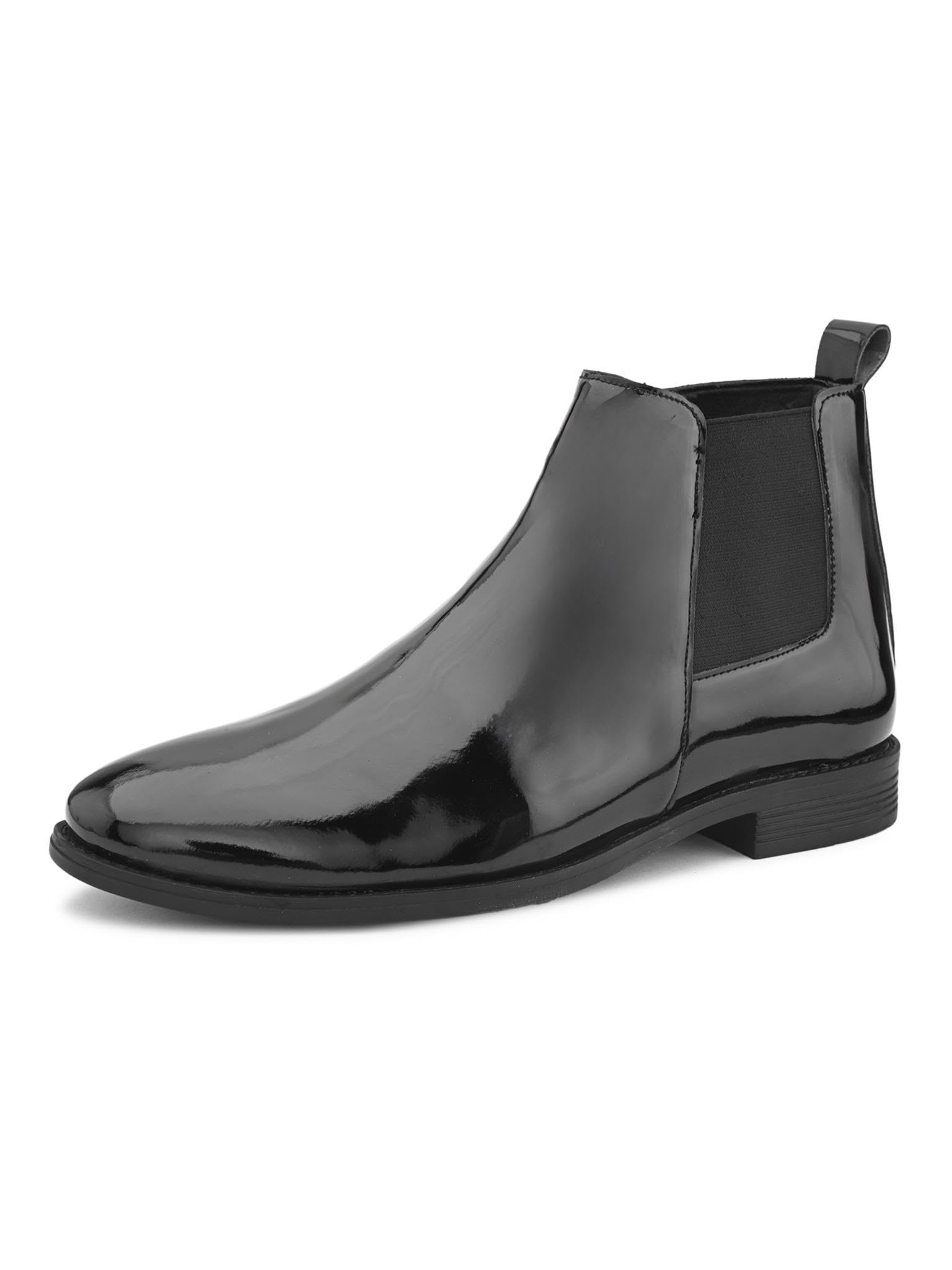 sir corbett Patent Leather Chelsea Boots for Men | Shiny Chain Boot-picture-53