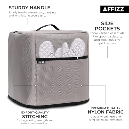 Image of Dustproof Air Fryer Cover for Philips 4.2L NA120 /00 - Polyester Kitchen Oven and Home Appliances with Handle & Pocket | for Women, Men & Everyday Use (Grey)